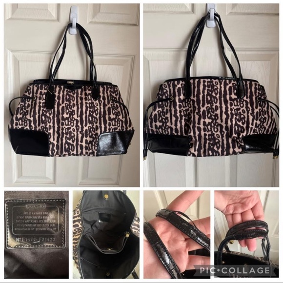 Coach Black and Tan Patterned Tote - Picture 4 of 4